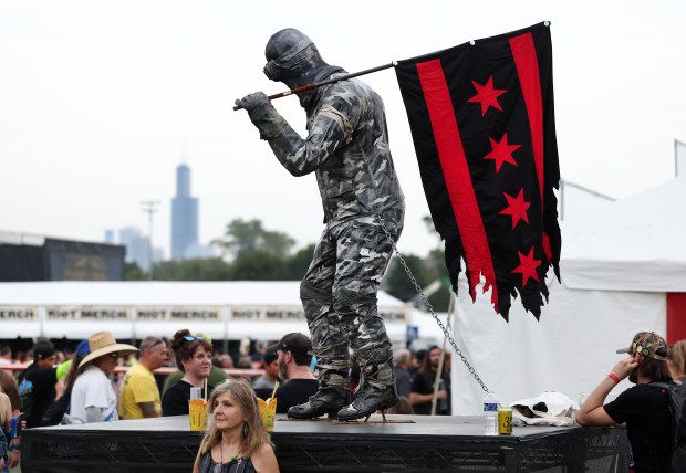 A statue is seen on display at Riot Fest in Chicago's Douglass Park on Friday, Sept. 19, 2025. (Chris Sweda/Chicago Tribune)