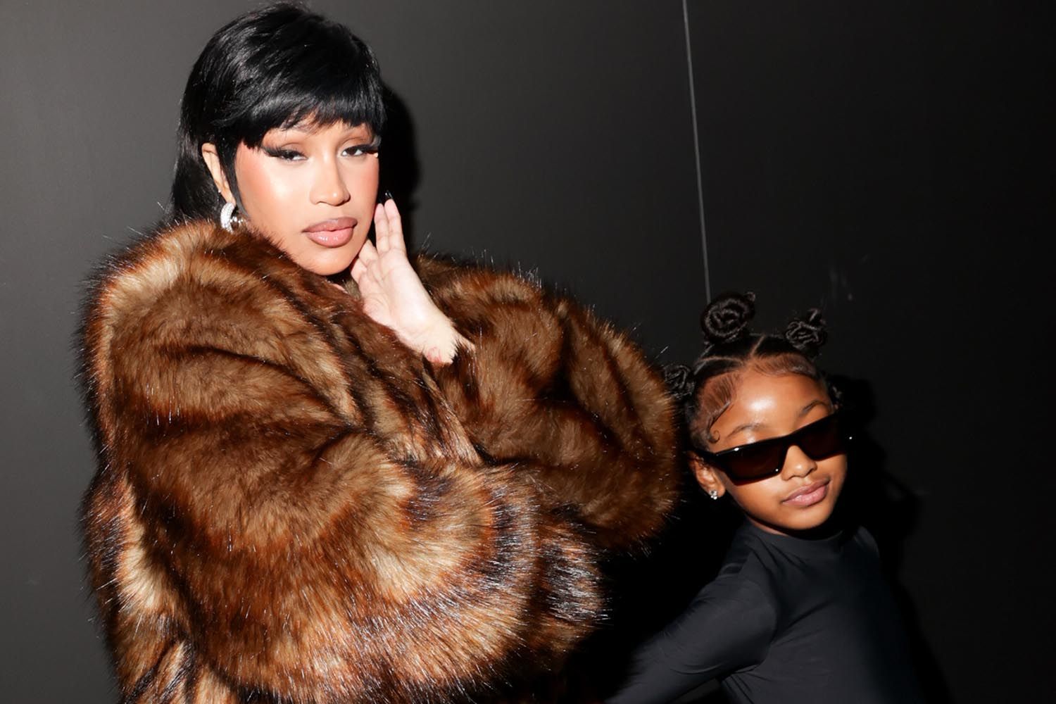 Cardi B and Daughter Kulture, 7, Wear Matching Fur Outfits at New York Fashion Week
