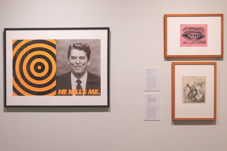 The McNay exhibition also includes more contemporary print works that offer political commentary.