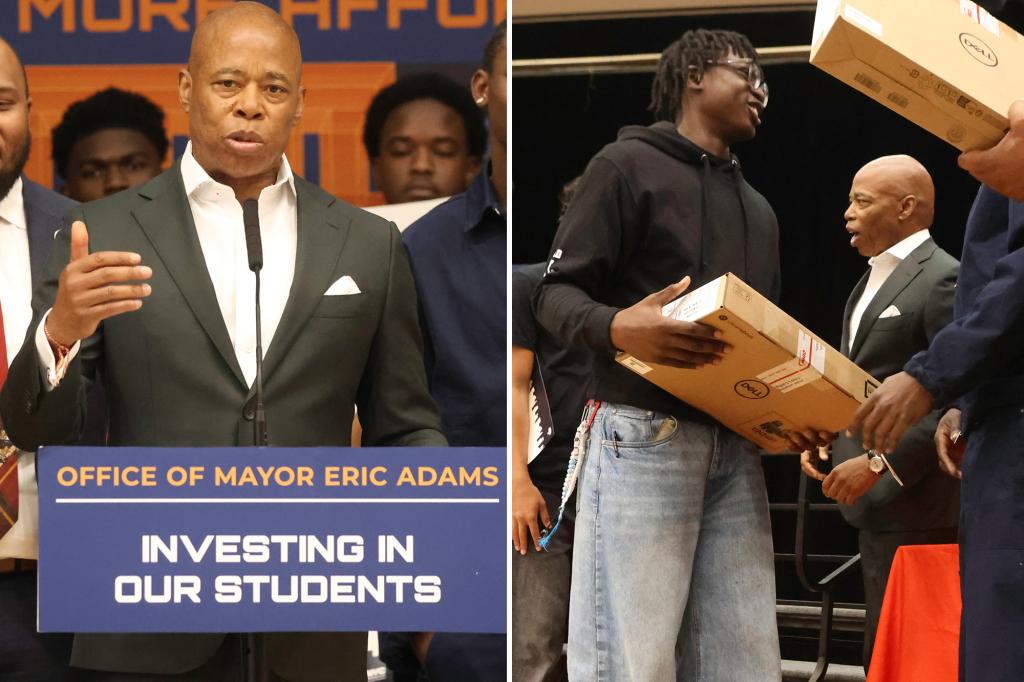 Mayor Adams, Yankees' Jazz Chisholm Jr., announce 350K free computers for NYC students