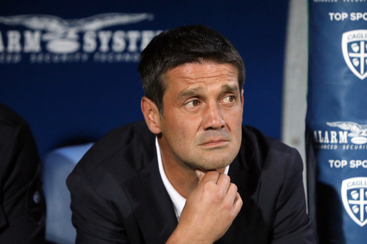 CAGLIARI, ITALY - SEPTEMBER 27: Cristian Eugen Chivu coach of Inter looks on during the Serie A match between Cagliari Calcio and FC Internazionale at Stadio Sant