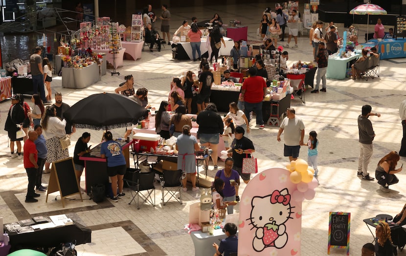 An aerial view of the Labubu festival which was held at The Shops at RedBird  in Dallas, on...