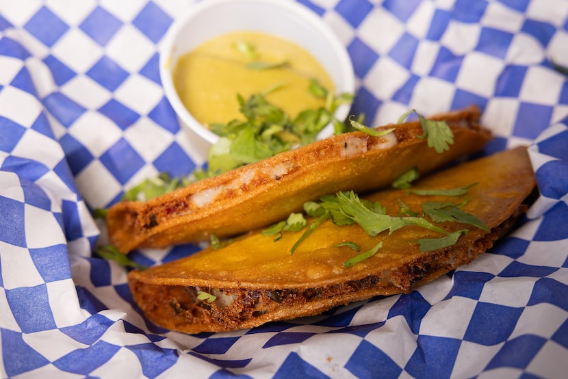 The Deep Fried Deli Tacos during the State Fair of Texas opening day at Fair Park in Dallas...