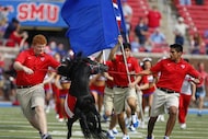 Peruna jumps  before SMU plays TCU at Ford Stadium in Dallas, TX Sept. 27, 2014 . (Nathan...