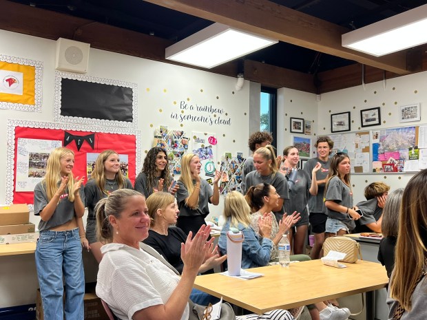 Attendees at the Back-to-School Night where the Torrey Pines High...