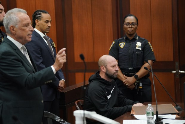Jeremy Fistel is arraigned in Queens Criminal Supreme Court on Thursday, Sept. 18, 2025, on charges of threatening New York City mayoral candidate Zohran Mamdani in three expletive-laden calls in June and July and via an email sent through Mamdani's campaign portal. (Dean Moses / Pool)
