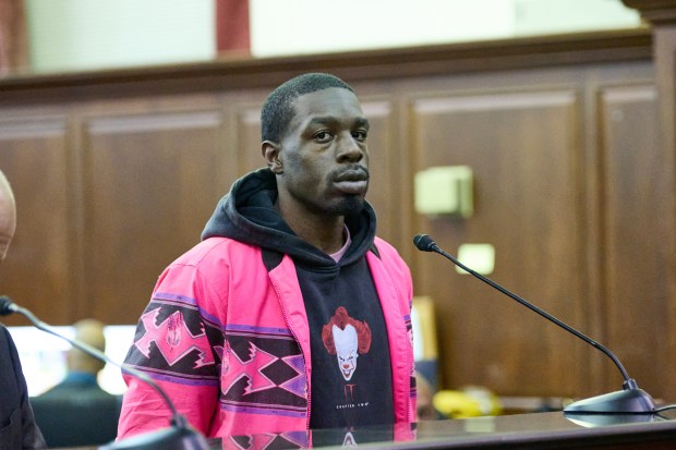Aaron Walker is arraigned in Manhattan Criminal Court after he was arrested for shoving a NYPD Officer onto the subway tracks on an L train in Manhattan September 24 2025. (Curtis Means for DailyMail/POOL)
