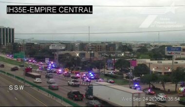 Heavy police presence near a Dallas ICE facility on Wednesday, Sept. 24, 2025. (Texas Department of Transportation)