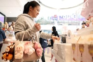 Labubu fan Marivene Del Rosario, 42, shops at Pop Mart at Westfield Century City on Oct. 25,...