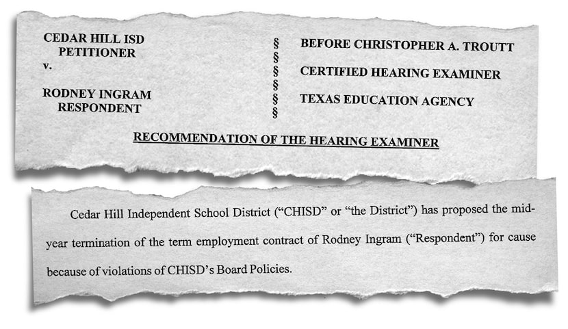 Excerpts from Texas Education Agency hearing examiner’s report
