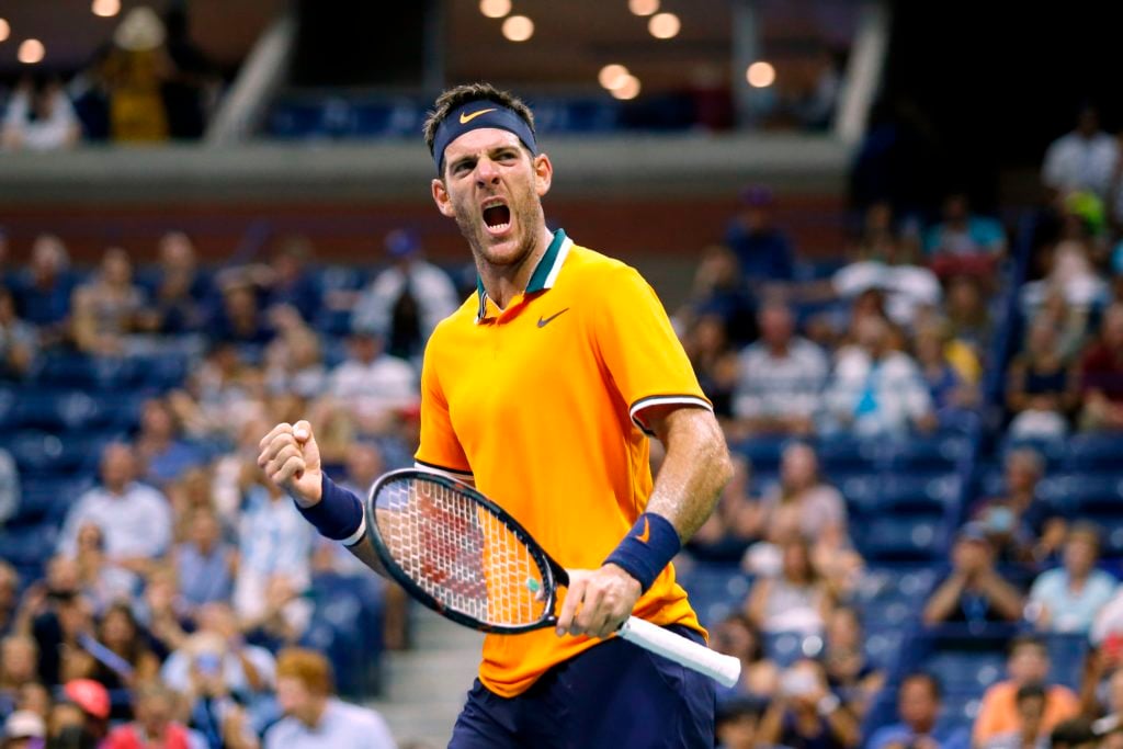 Juan Martin del Potro celebrates at the 2018 US Open