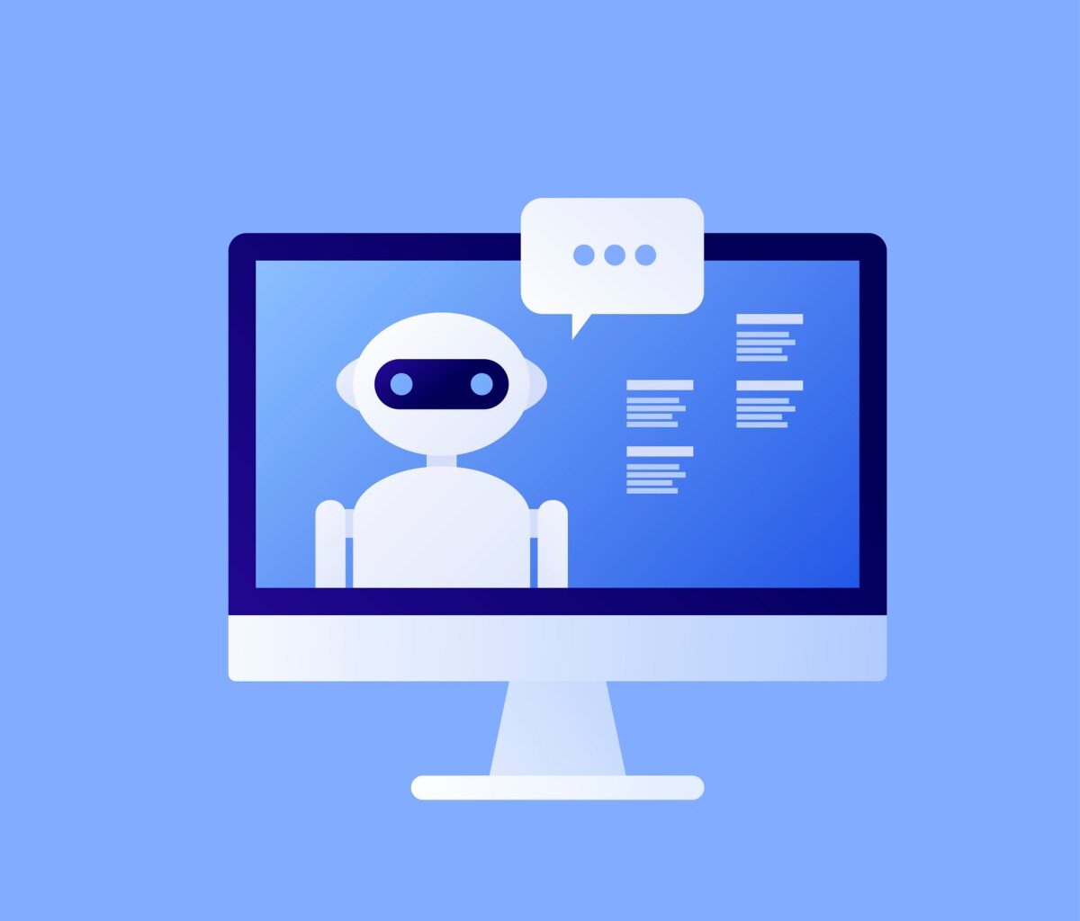 Robot answering customer service inquiries.