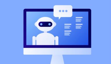 Robot answering customer service inquiries.