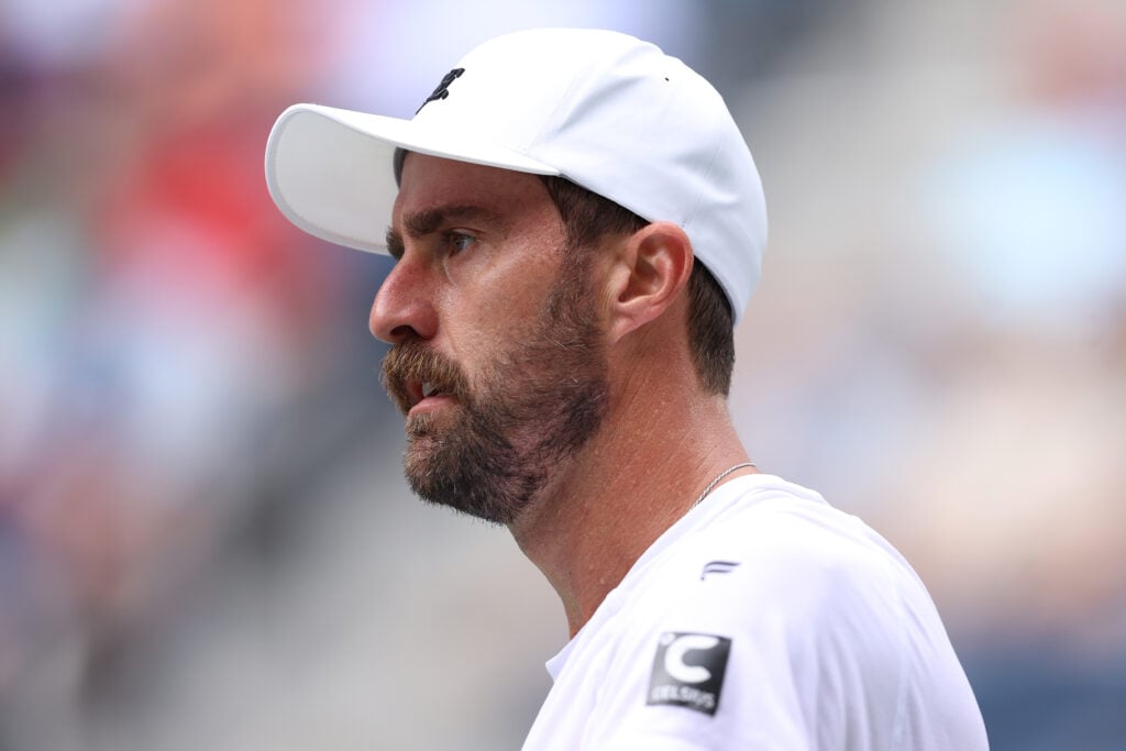 Steve Johnson reacts during the 2023 US Open