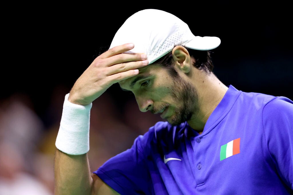 Lorenzo Musetti in action at the 2024 Davis Cup Finals