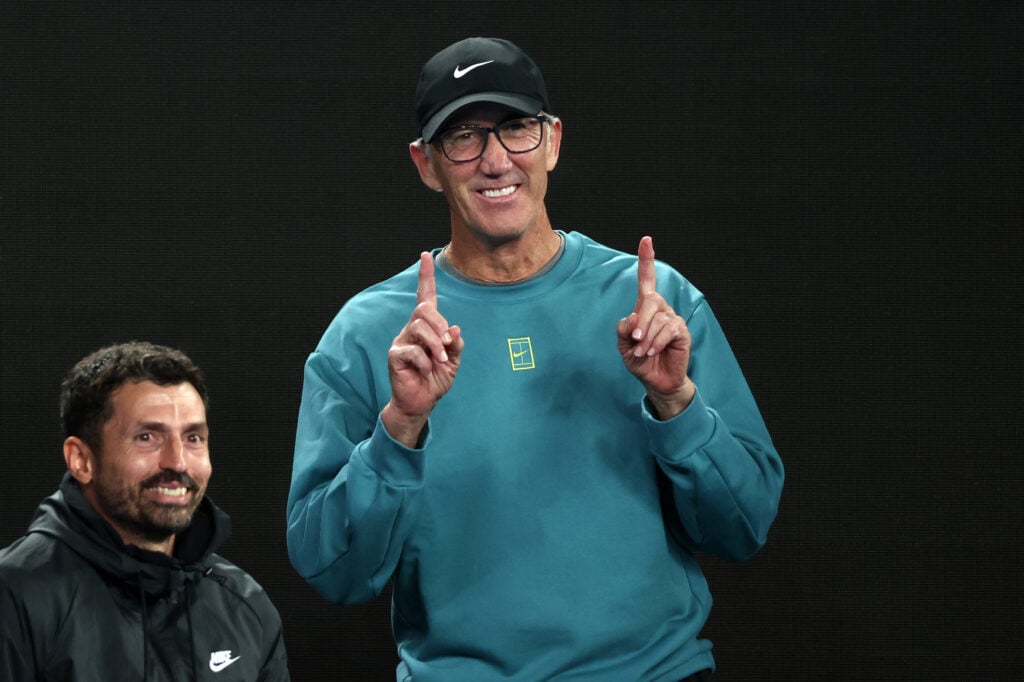 Darren Cahill celebrates at the 2025 Australian Open