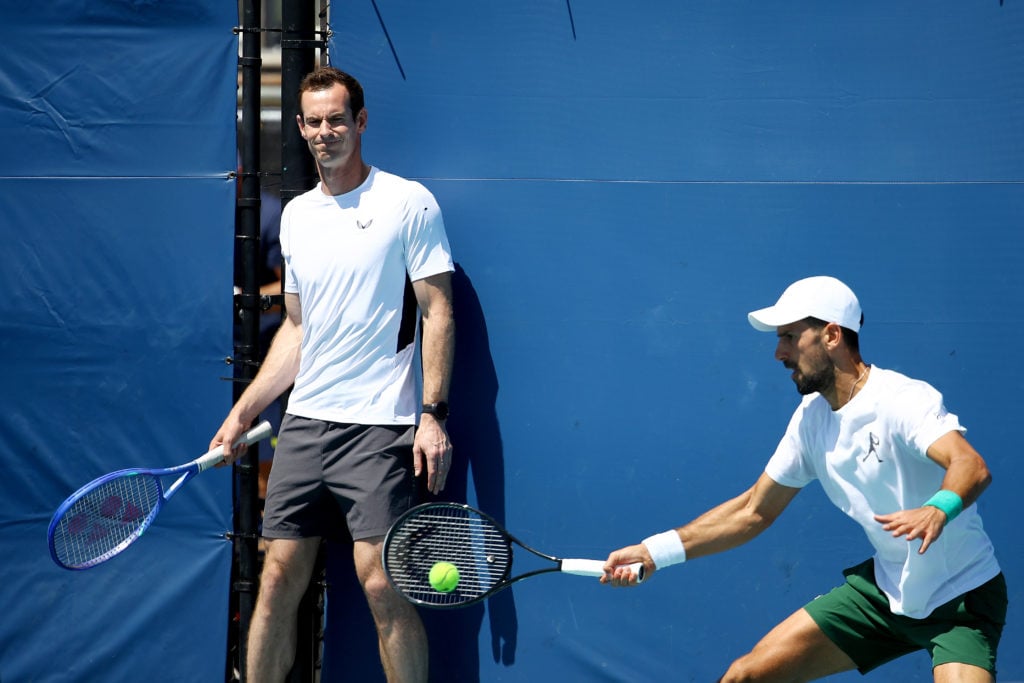 Andy Murray and Novak Djokovic at the 2025 Miami Open.