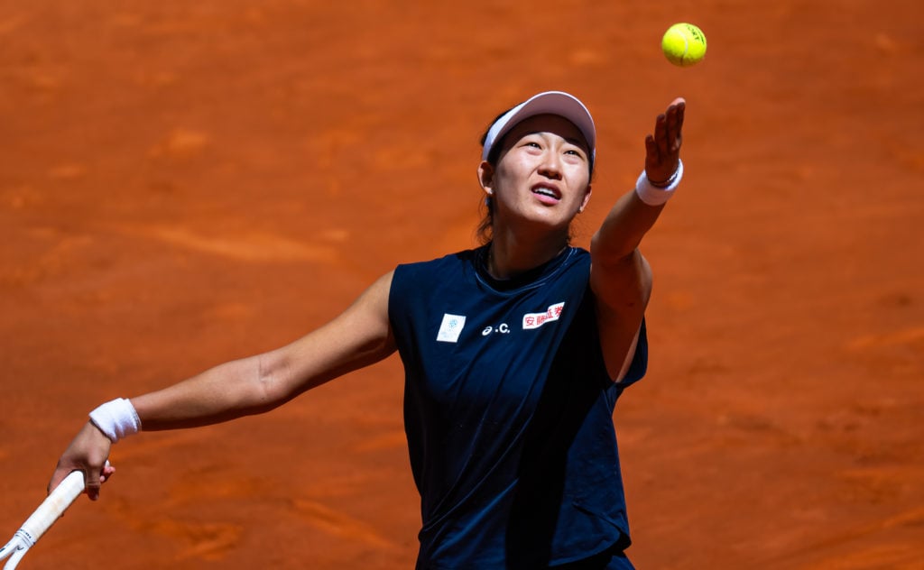 Moyuka Uchijima in action at the 2025 Madrid Open