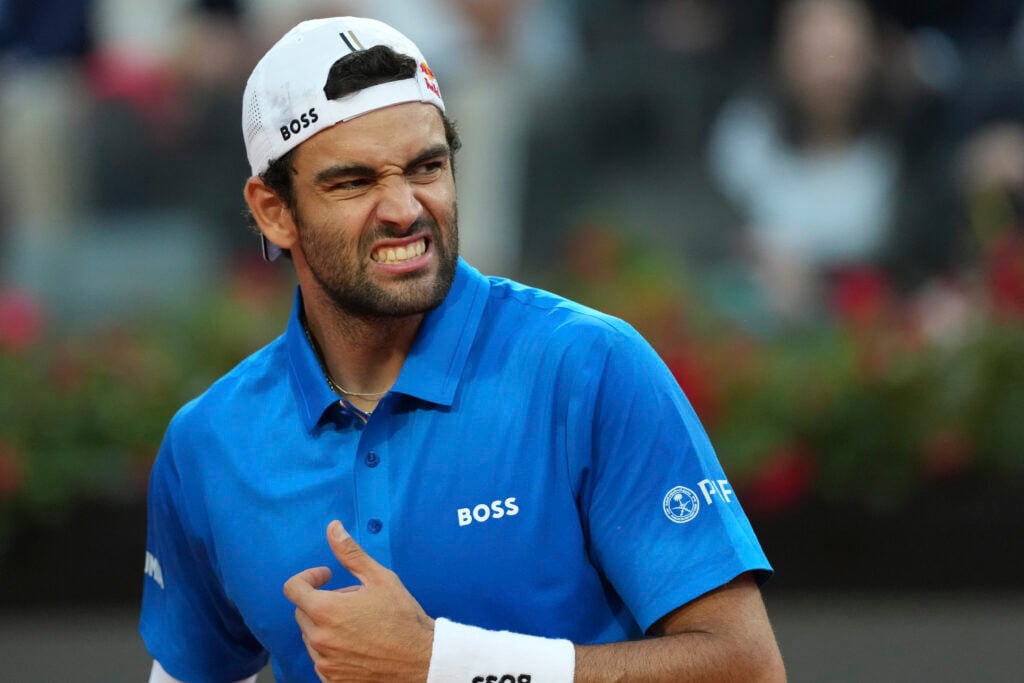 Matteo Berrettini reacts during the 2025 Italian Open