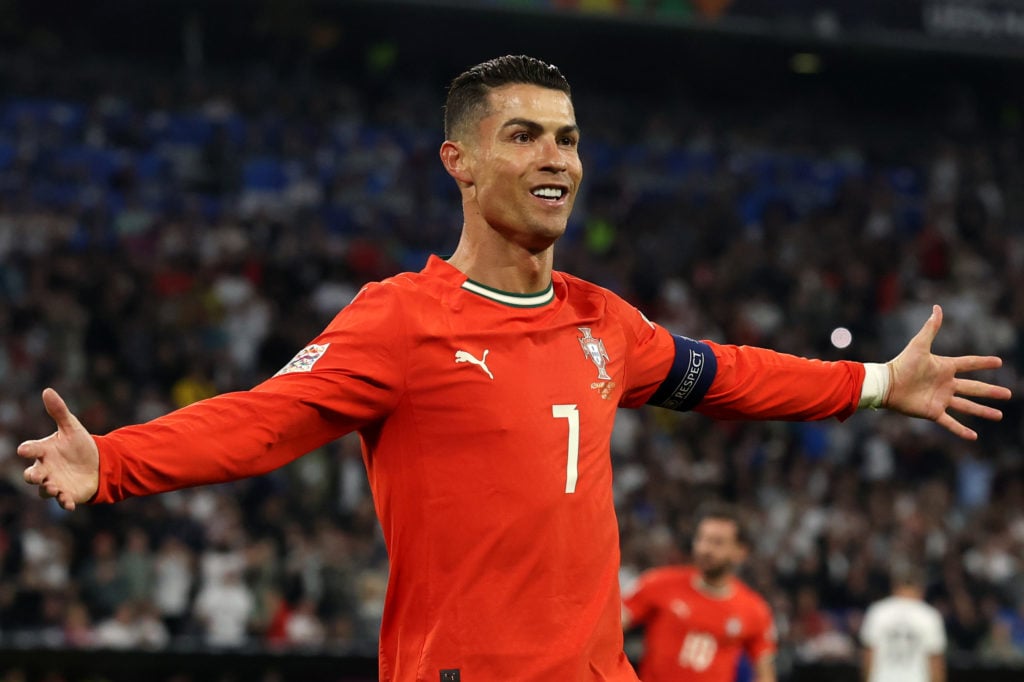 Cristiano Ronaldo scoring against Germany in the Nations League