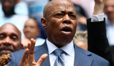 New York City Mayor Eric Adams speaks during a press conference at City Hall on June 26. Credit: Michael M. Santiago/Getty Images