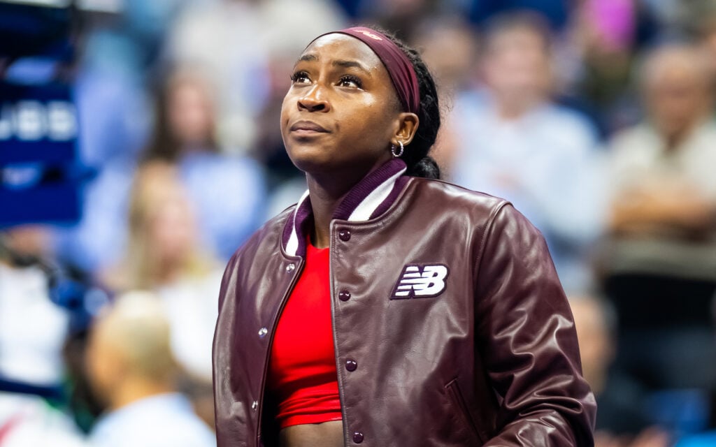 Coco Gauff of the United States reacts to defeating Donna Vekic of Croatia in the second round on Day 5 of the US Open at USTA Billie Jean King National Tennis Center.