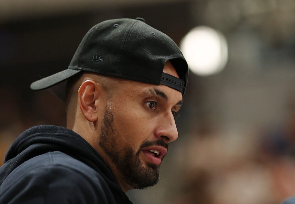 Nick Kyrgios watching an NBL Blitz match in Canberra, Australia