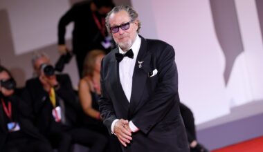 Julian Schnabel attends the 'In the Hand of Dante' red carpet during the 82nd Venice International Film Festival.