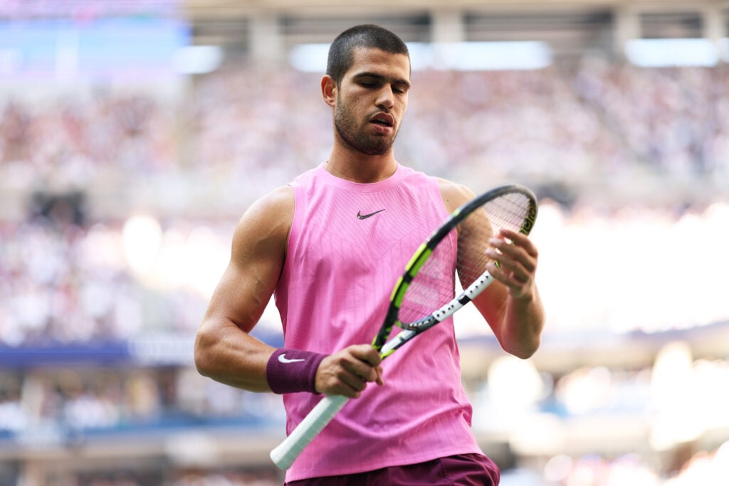 Carlos Alcaraz in action at the US Open.