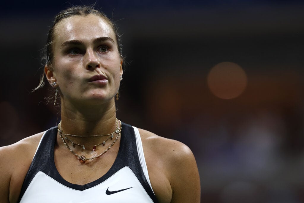 Aryna Sabalenka reacts during the 2025 US Open final