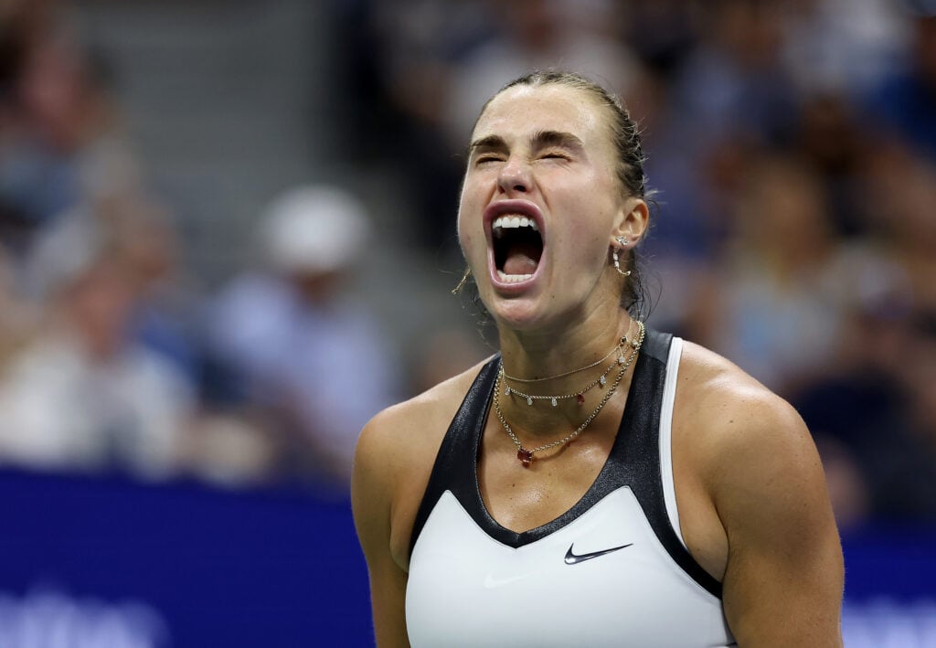 Aryna Sabalenka celebrates during the 2025 US Open final
