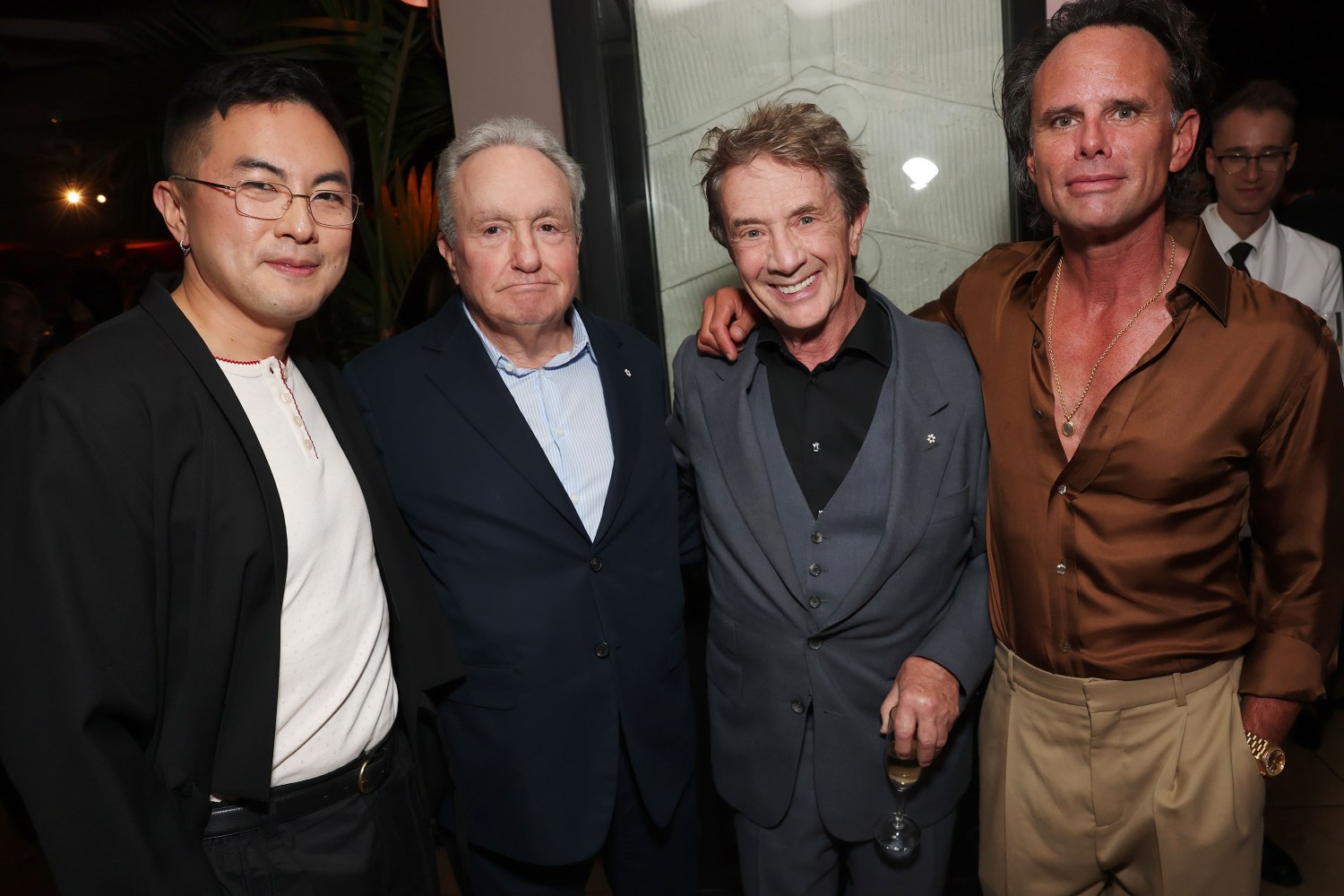 Bowen Yang, Lorne Michaels, Martin Short and Walton Goggins at the Sunset Tower Hotel on Sept. 12.