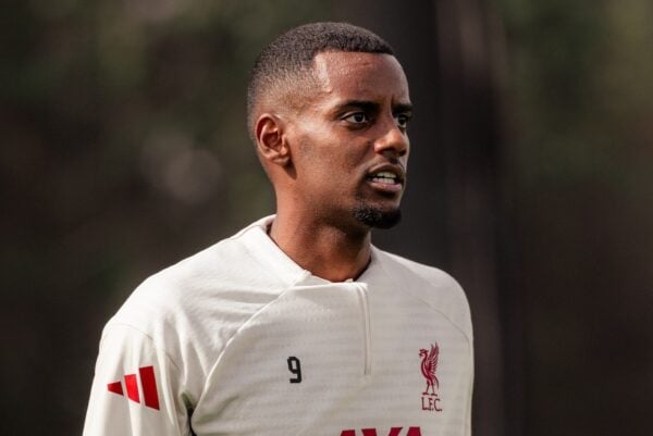 KIRKBY, ENGLAND - SEPTEMBER 10: (THE SUN OUT, THE SUN ON SUNDAY OUT) Alexander Isak of Liverpool during a training session at AXA Training Centre on September 10, 2025 in Kirkby, England. (Photo by Nikki Dyer - LFC/Liverpool FC via Getty Images)