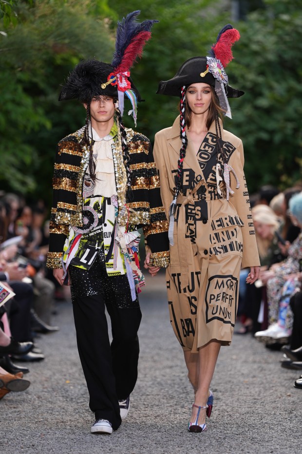NEW YORK, NEW YORK - SEPTEMBER 10: Models walk the runway at the Libertine SS26 Love Revolution runway show during New York Fashion Week on September 10, 2025 in New York City. (Photo by Victor Pagan/Getty Images)