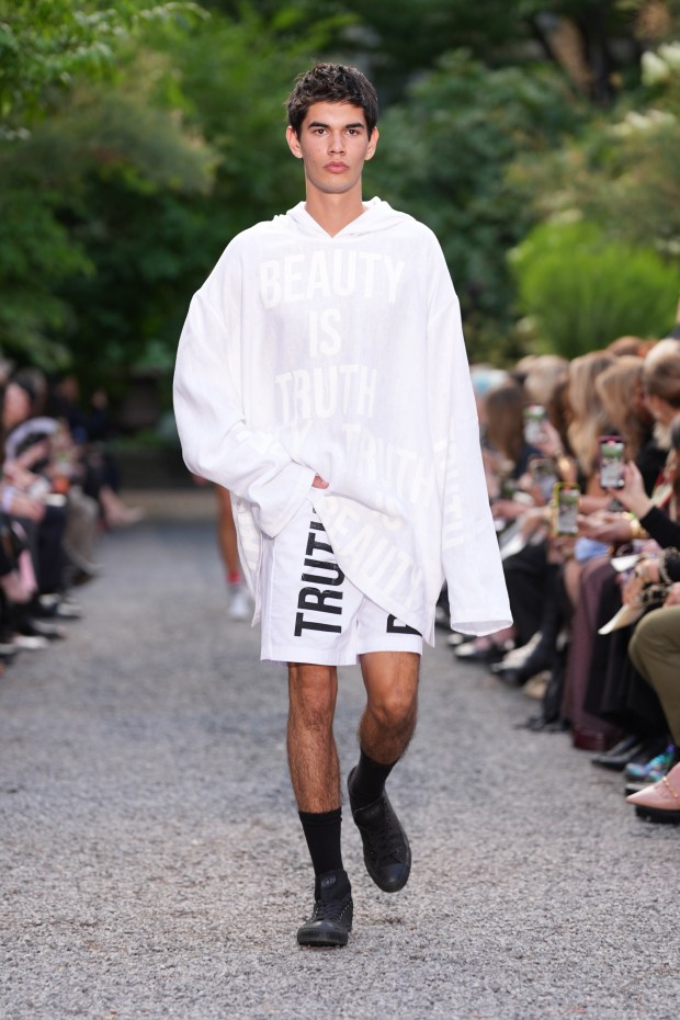 NEW YORK, NEW YORK - SEPTEMBER 10: A model walks the runway at the Libertine SS26 Love Revolution runway show during New York Fashion Week on September 10, 2025 in New York City. (Photo by Victor Pagan/Getty Images)