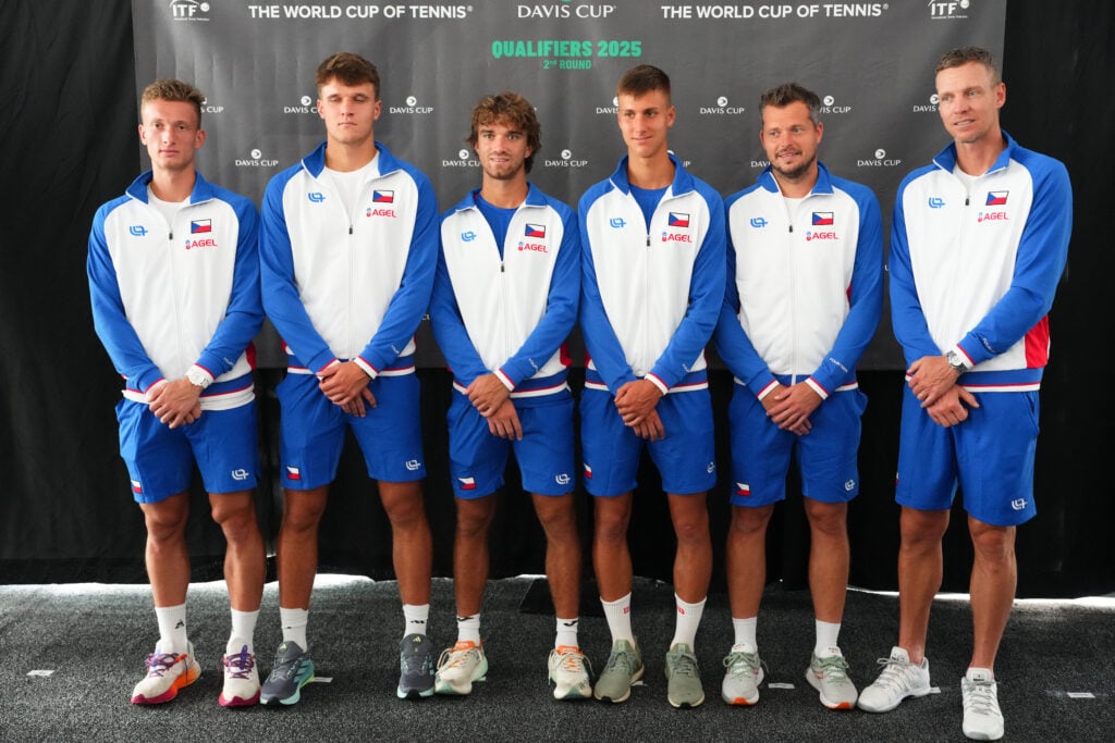 Team Czechia pose together ahead of their tie vs Team USA at the 2025 Davis Cup