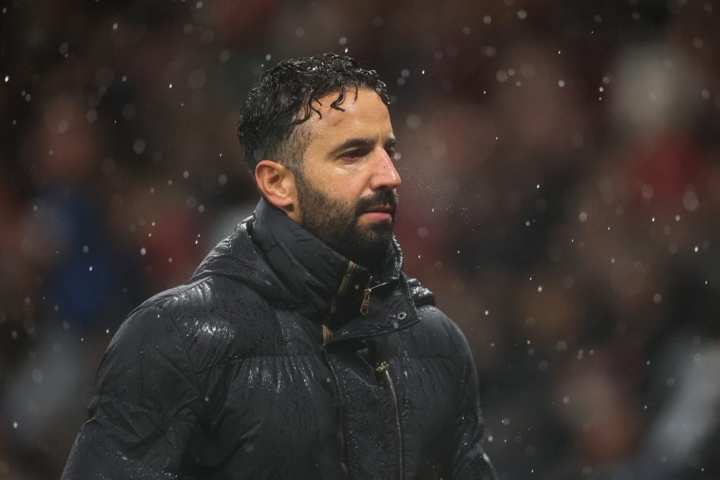Ruben Amorim looks on during Manchester United's victory against Chelsea in the Premier League