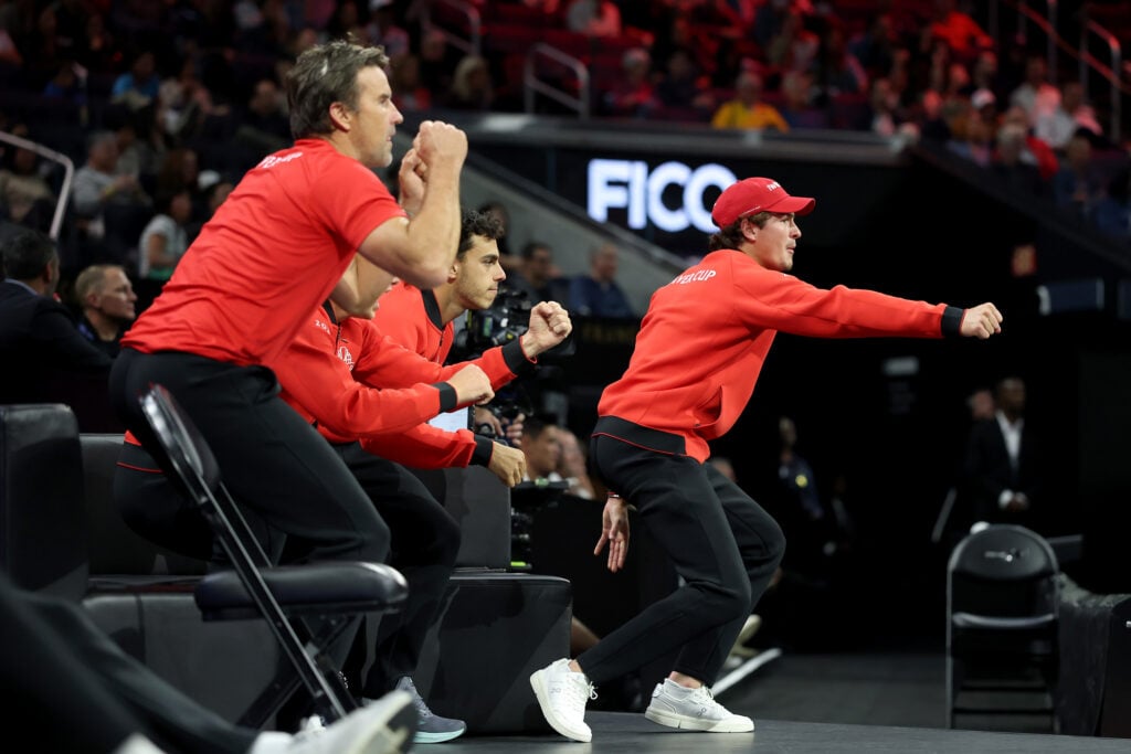 Team World celebrates on day two of the 2025 Laver Cup.