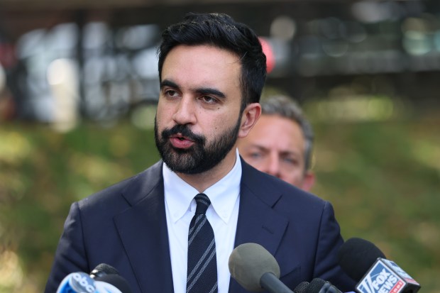 New York Mayoral candidate Zohran Mamdani speaks during a press conference on September 26, 2025 in New York City.(Photo by Michael M. Santiago/Getty Images)