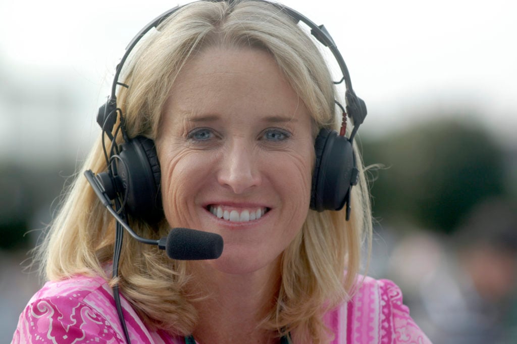 Tracy Austin at Wimbledon for Radio 5 Live.