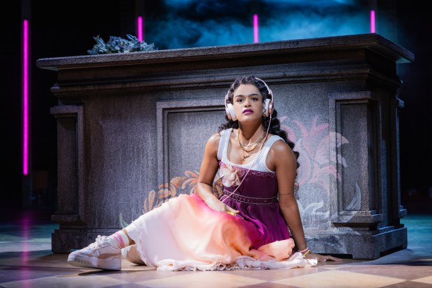 Gianna Harris in "&Juliet" on Broadway. (Evan Zimmerman for MurphyMade)