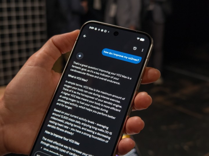 Gemini AI Health coach on the Pixel Watch 4 displayed on the Pixel 10 Pro