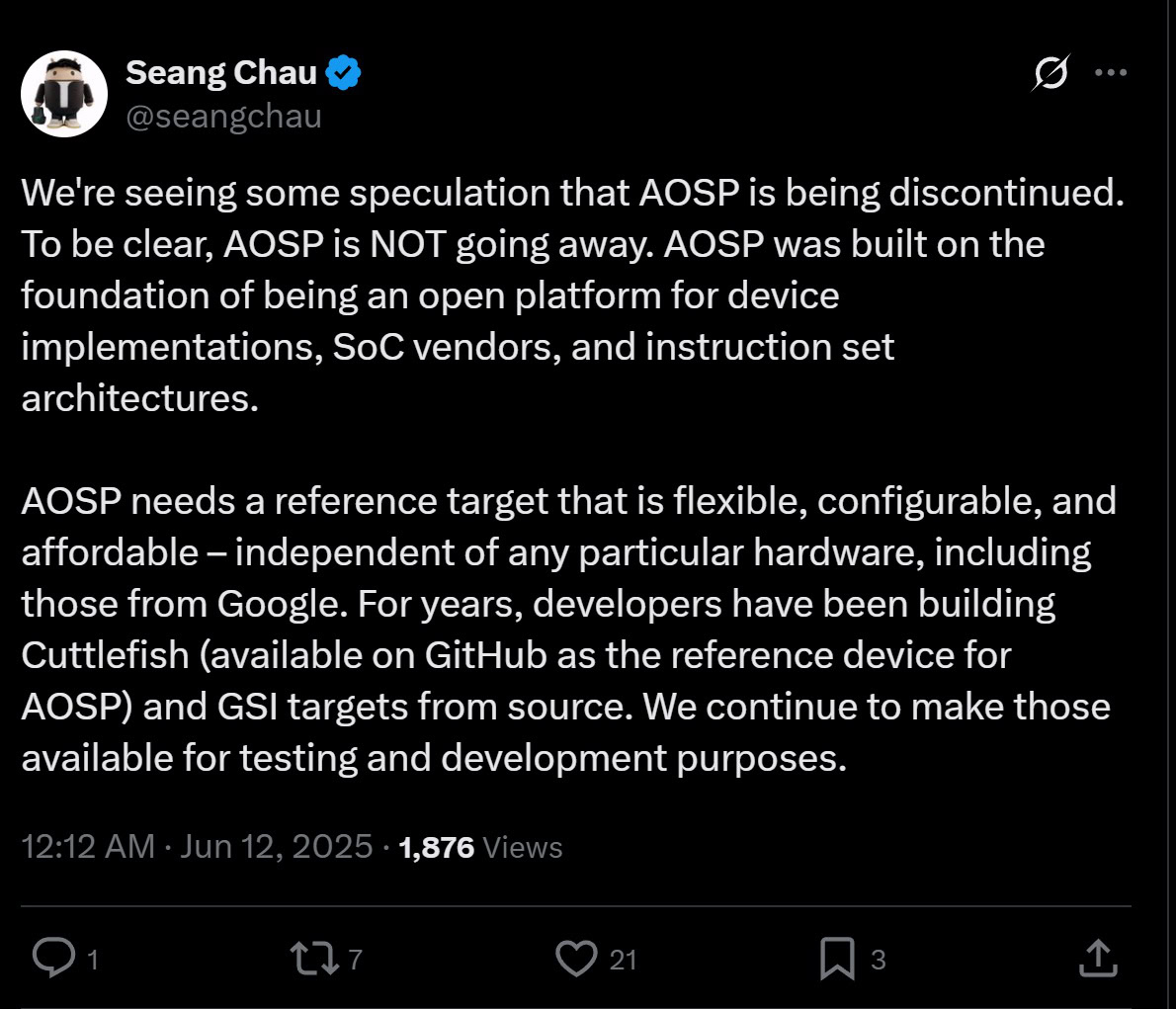 Google denies discontinuing AOSP