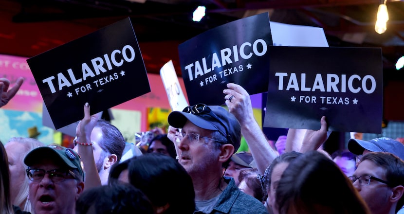 A large crowd of supporters gathered to hear from state Rep. James Talarico, who is running...