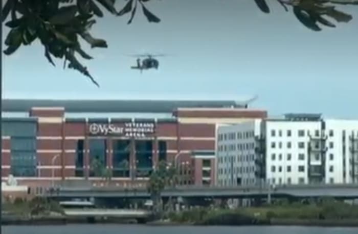 Did you see them? Black Hawk helicopters spotted hovering over VyStar Arena as authorities rappel from aircraft