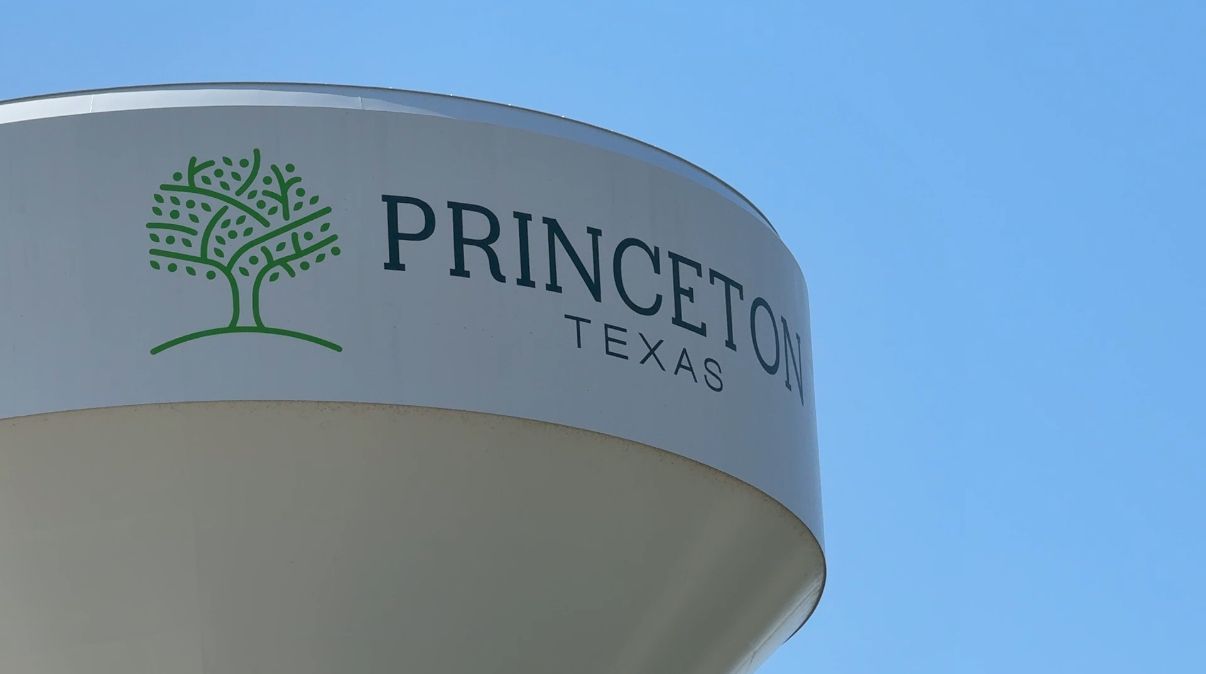 Princeton water tower on Sept. 9, 2025 (Spectrum News 1/Lauren Rangel)