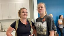Sigourney Logan (left) and Carsyn Arvan (right) volunteered to play shooting victims in an active shooter simulation, September 6, 2025. 