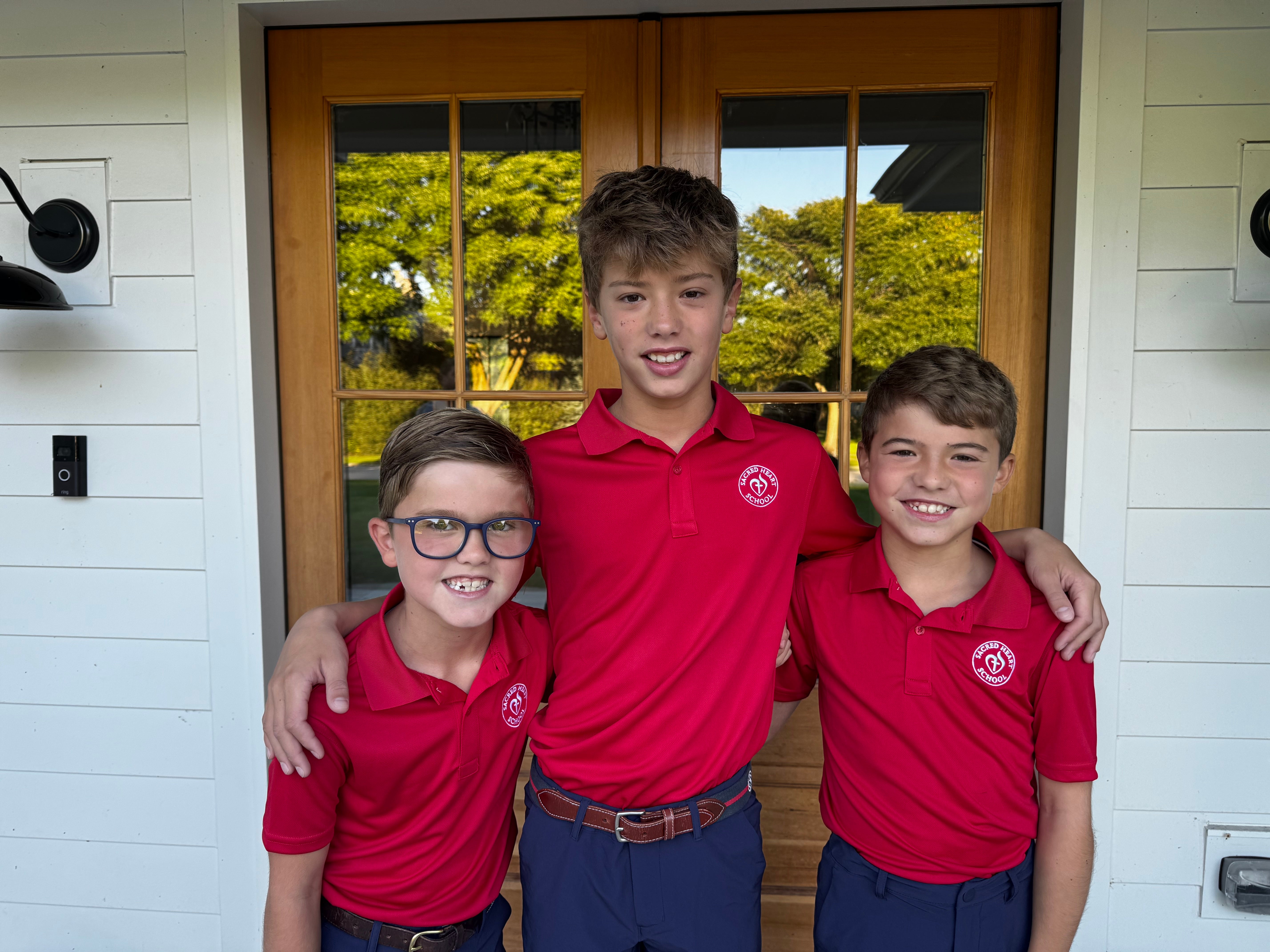 Noah has had “very obvious and noticeable improvements” since his treatment in March at Arkansas Children’s Hospital in Little Rock, his parents said. Noah (left) with his brothers, Hunter (right) and Carter (center)