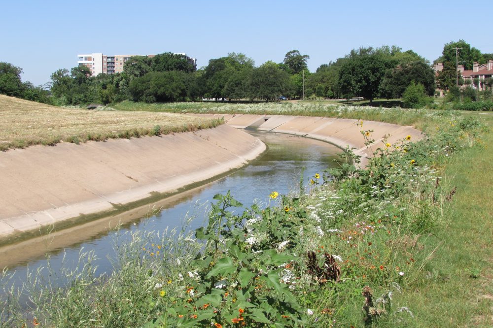 Concrete slopes of White Oak Bayou 