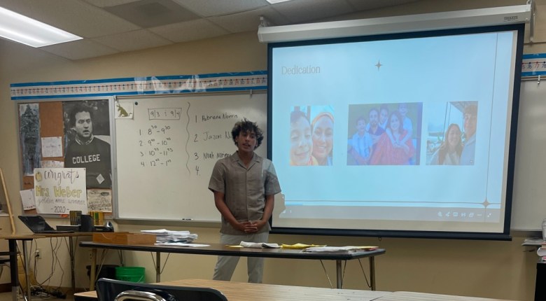 11th Grade Student at Helix High School gives a mid-high school reflection presentation